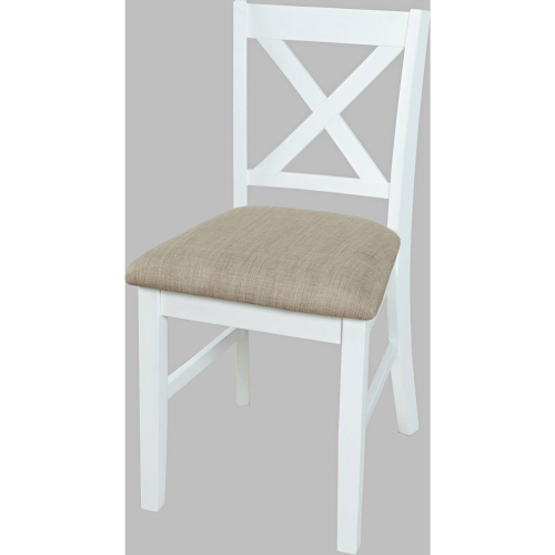 Hobson X Back Office Chair in Distressed White Wood & Fabric